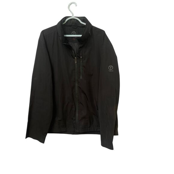 T-Tech TUMI Men’s XXL Black Lightweight Full Zip Jacket Packable Hood Windbreake - Picture 1 of 9